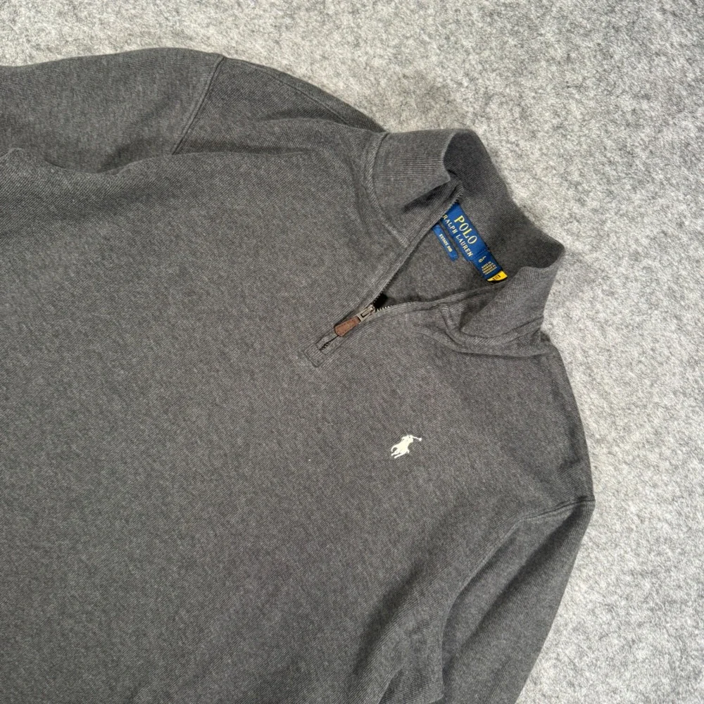 Polo Ralph Lauren Mens Estate Rib Quarter Zip Pullover Sweater Gray Large L